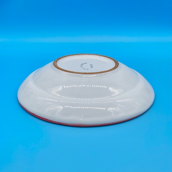 Noemi Ceramiche Small Flowers Red Stripe 8” Coupe Soup Bowl Made in Italy - Picture 5 of 5